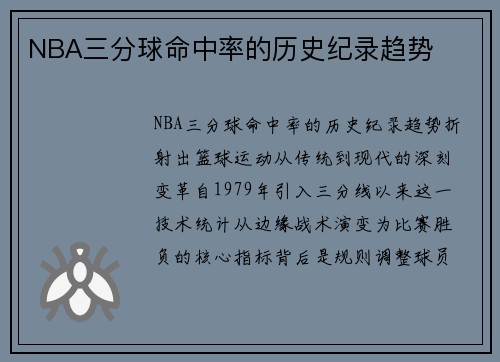 NBA三分球命中率的历史纪录趋势